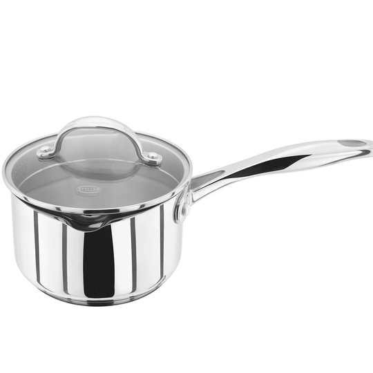 Stellar 7000 18/10 Stainless Steel Saucepan with Glass Draining Lid