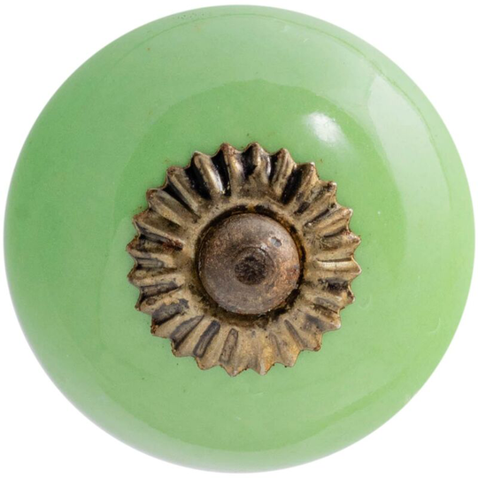 Round Ceramic Cabinet Knob - Green - Nicola Spring