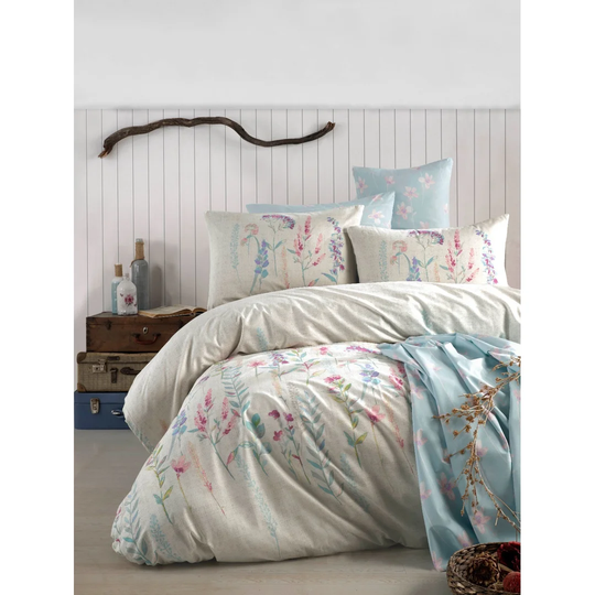 Damato Beige/Pink 100% Cotton 144 TC 4 Piece Duvet Cover Set