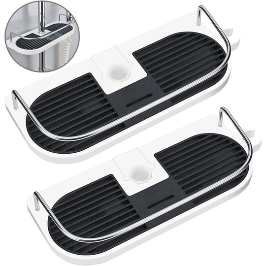 2PCS No Drill Shower Rack for Shower Rails - Bathroom Shampoo Organiser Rack, Fits 19mm - 25mm Rail - Litzee