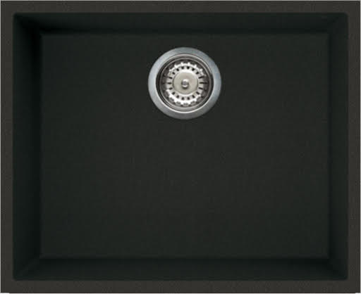 Reginox Elleci Quadra105 Black Granite Undermount Single Bowl Kitchen Sink with Waste Included