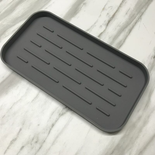 Small silicone drain pad sink organizer with silicone spongeNon-slip Silicone soap dish kitchen mat