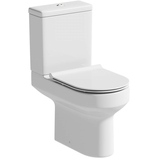Wharfe rimless close coupled toilet and slim soft close seat - White - Orchard