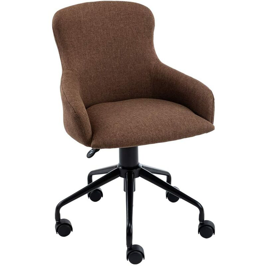 Cecil Linen Swivel Desk Study Home Office Computer Chair Livingroom Bedroom Armchair Brown - Brown - More4homes