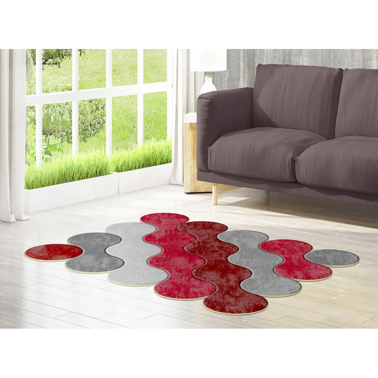 Wellston Machine Woven Grey/Red Rug