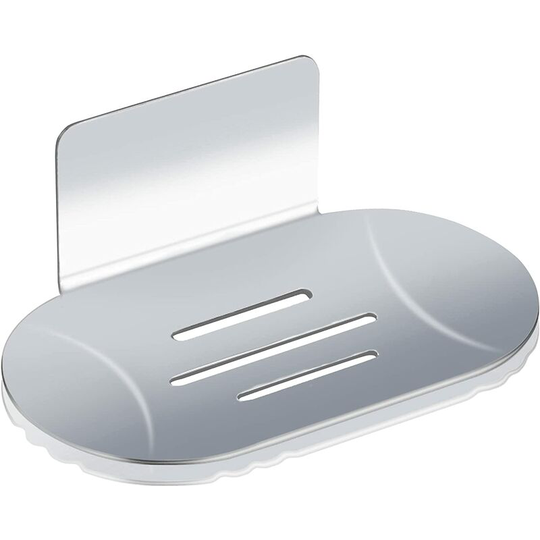 Wall Mounted Self Adhesive Soap Dish, Stainless Steel Shower Soap Dish, No Drilling Soap Box for Bathroom Kitchen Used to Store Soap Sponge