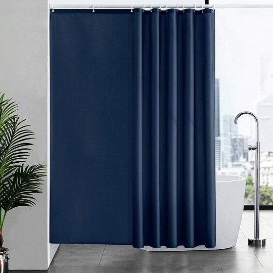1Piece Navy Blue Shower Curtain Mildew Proof Polyester Fabric Machine Washable Weighted Waterproof Bath Curtains for Bathtub 200x200cm