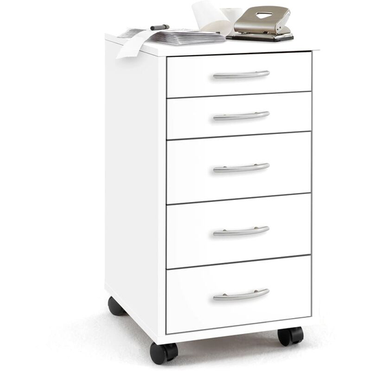 Mobile 5 Drawer Cabinet White FMD White