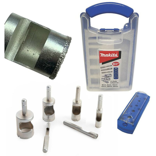 Makita - 8 Piece Mini Wet Diamond Holesaw Drill Bit Set 6-25mm Ceramic Tile Glass