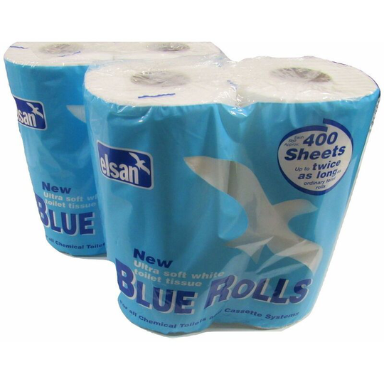 Elsan Blue Toilet Roll 2 Ply 400 Sheets (Ultra Soft Bathroom White Tissue Paper) x8