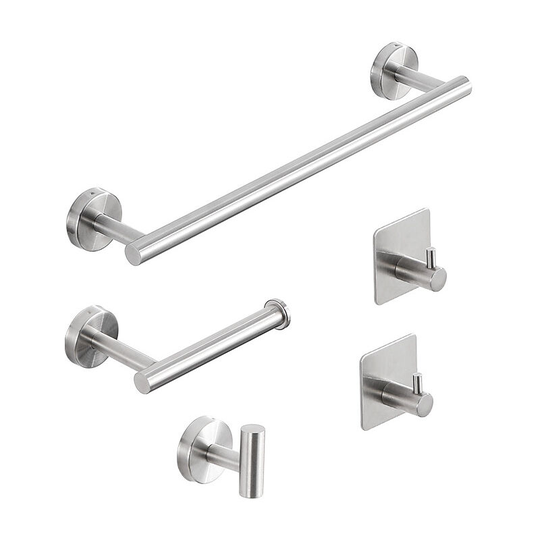 5 PCS Bathroom Towel Rack Set Towel Holder Toilet Paper Holder Towel Ring Towel Hook Stainless Steel Towel Bar Set No Drilling Self Adhesive for