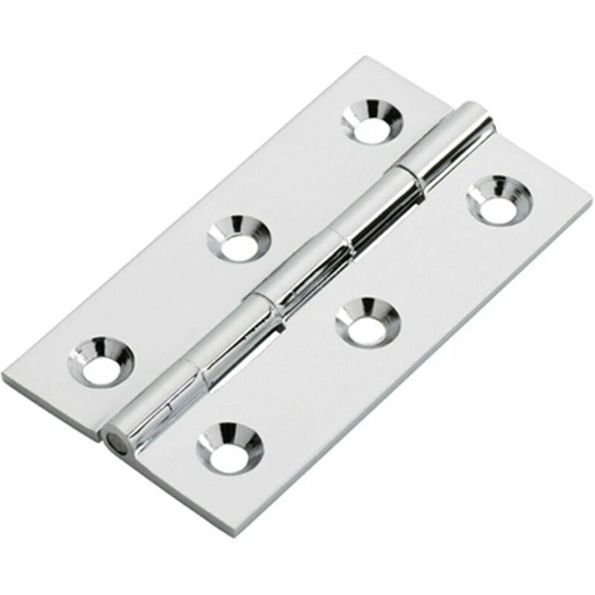 Pair 64 x 35 x 2mm Cabinet Hinge Polished Chrome Small Cupboard Door
