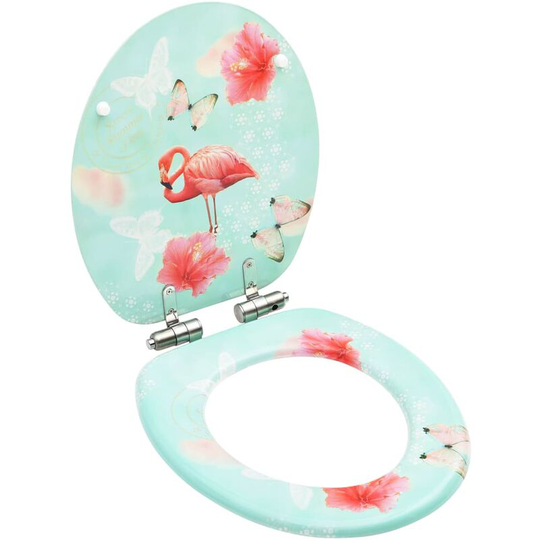 Wc Toilet Seat with Soft Close Lid mdf Flamingo Design FF146912_UK - Topdeal
