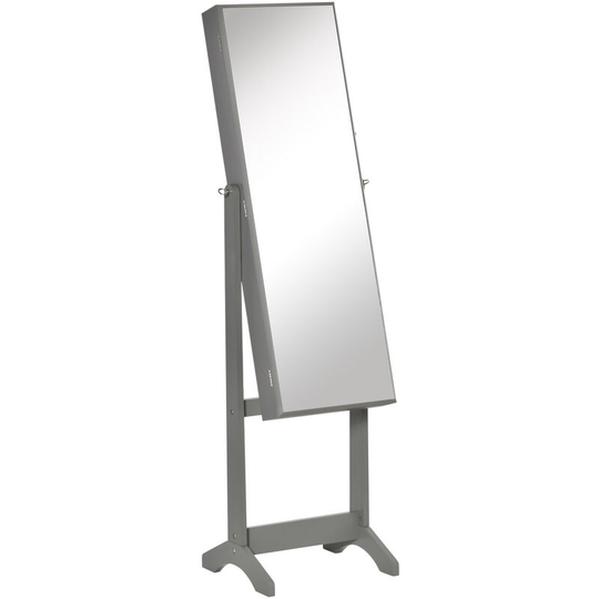 Mirrored Jewellery Cabinet Lockable Jewellery Organiser for Bedroom Grey - Grey - Homcom