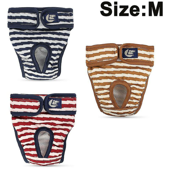 3 Pack Cloth Diapers for Women, Dog Diapers, Reusable Pet Physiological Pants, Striped Dog Physiological Pants,M