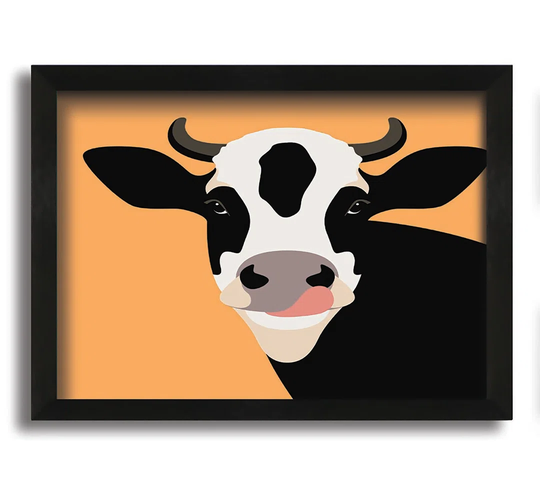 The Cow On Orange Framed Print - Picture Frame Graphic Art on Canvas