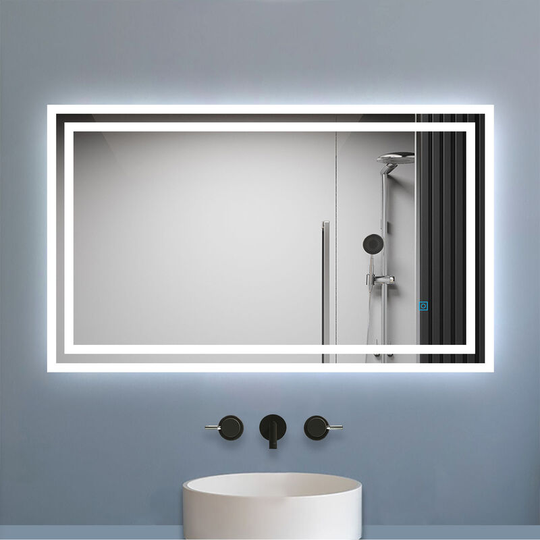 Aica Sanitär - 1000x600mm Bathroom Mirror with led Lights, Anti Fog Touch Sensor Vanity Wall Mounted Frameless Vertical or Horizontal IP44 Rated