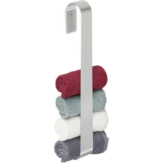 Towel Storage Rail for Bathroom, Without Drilling, Stainless Steel, 45 cm, Self-Adhesive to the Wall, Silver - Relaxdays