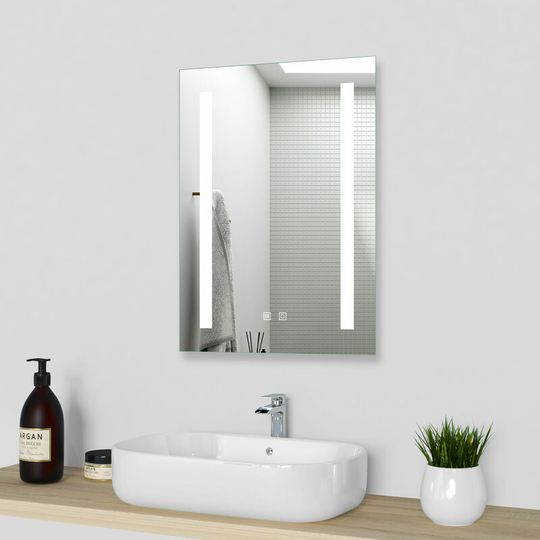 Bathroom Wall Mirror with LED Lights Touch Sensor Switch Vertical - 500x700 Dual Touch + LED + Demister