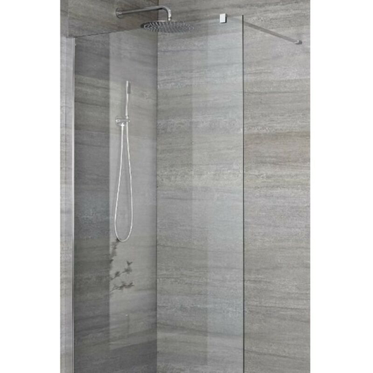 Portland - 1200mm Recessed Walk In Wet Room Shower Enclosure with Screen, Profile, Support Arm and 1200mm Tile Insert Shower Drain - Chrome - Milano