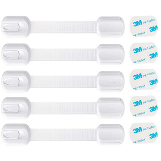 Sunflowergb - 5 Pack Child Safety Locks for Fridge, Cabinets, Drawers, Dishwasher, Toilet, 3M Adhesive No Drilling.