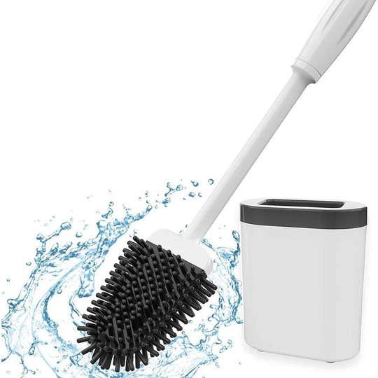 Toilet Brush and Holder -Betterlife Silicone Toilet Brush, Silicone Toilet Brush with Quick-Drying Holder, Wall-Mounted Toilet Brush, for Bathroom