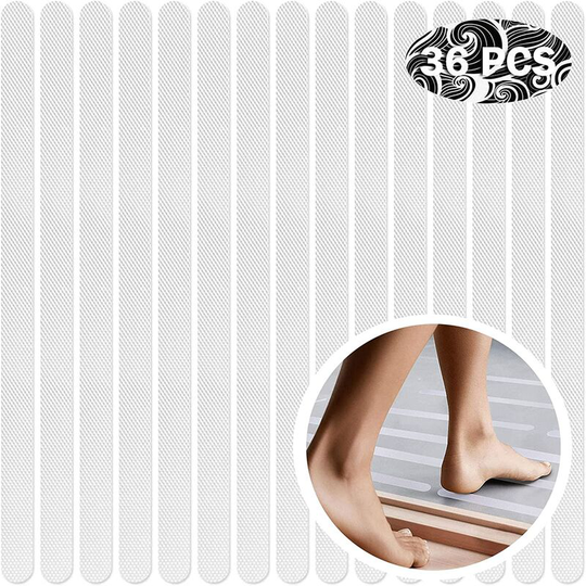 36 Pieces Bathroom Anti-Slip Strips, Non-Slip Stickers, Transparent Shower Anti-Slip Strip, for Bathroom, Bathtubs, Stair Steps, Kiddie Pool 2 x 38cm
