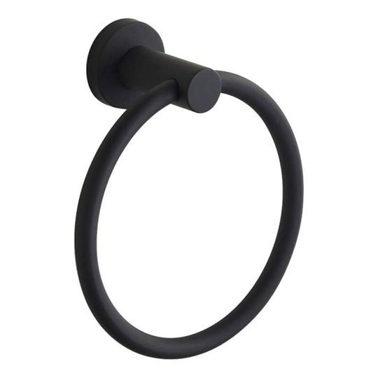 Wall Mounted 304 Stainless Steel Rubber Towel Ring for Bathroom Black