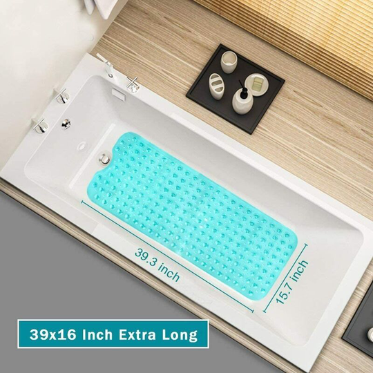 Bath mat, non-slip bathroom bath mat, machine washable, ideal for children and adults, 100 x 40cm blue - Litzee