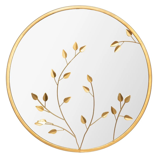 Interlachen Round Metal Framed Wall Mounted Accent Mirror in Gold