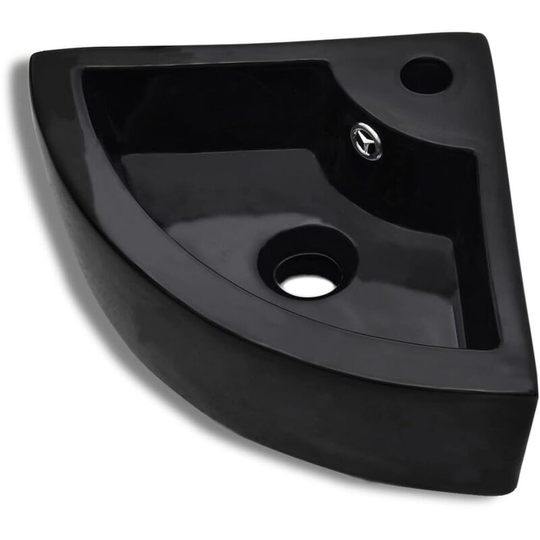 Wash Basin with Overflow 45x32x12.5 cm Black Vidaxl Black