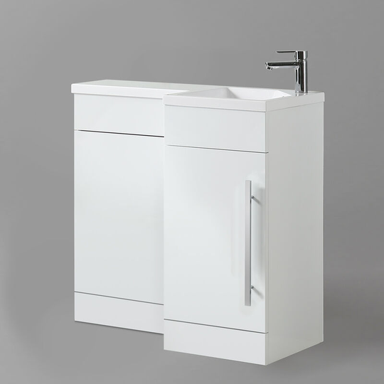 Neshome - Raven rh 900mm Vanity Basin Unit, wc Unit & Desone Back to Wall Toilet White