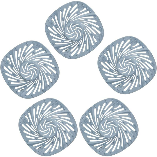 Perlerare - 5 Pieces Silicone Drain Hair Catcher, Anti Clog Shower Drain Cover, Reusable Universal Stopper, Blue