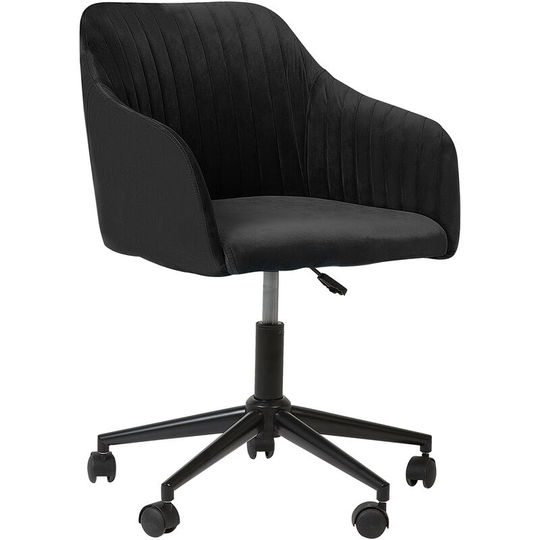 Modern Swivel Office Chair Armchair Adjustable Height Velvet Black Venice - Black