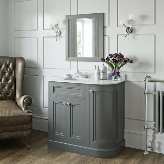 The Bath Co. Chartham slate grey right handed floorstanding vanity unit and white marble basin 900mm with mirror - Grey