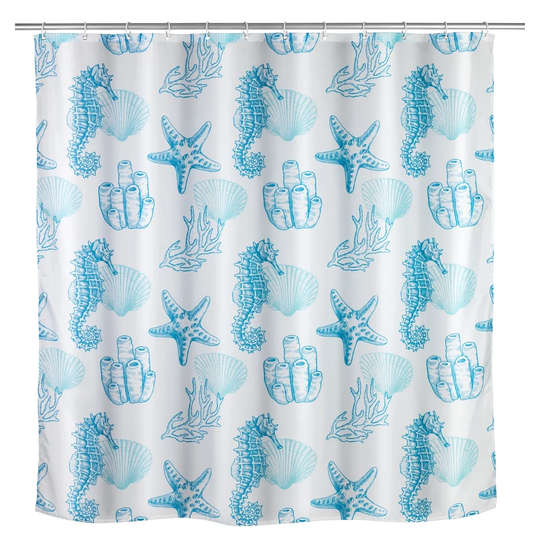 WENKO Anti-Mildew Shower Curtain Lagoa, Textile (Polyester), 180 X 200 Cm, Washable