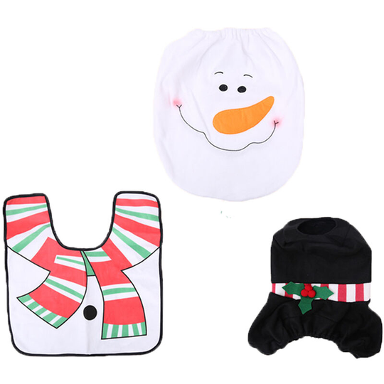 Santa Toilet Seat Cover and Rug Set Funny Christmas Decorations Bathroom (style 3 )