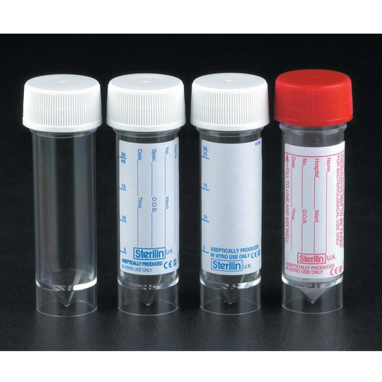 30ML Universal Container No Label, F/Seal Cap 128A PS/PP-50 - Sterilin