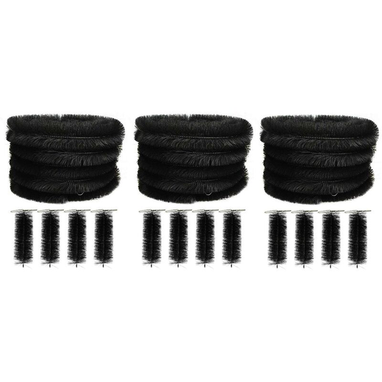 Set of 15 Black Gutter Brush Leaf Guard (4m) with Set of 12 Drain Guard Plugs