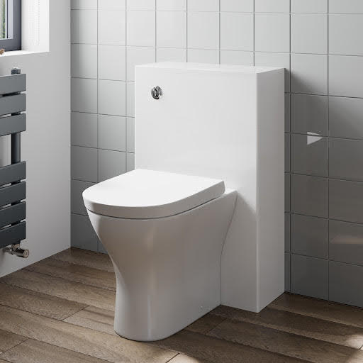 Artis White Gloss Flat Pack Concealed Cistern Unit & Arles Toilet - 500mm Width