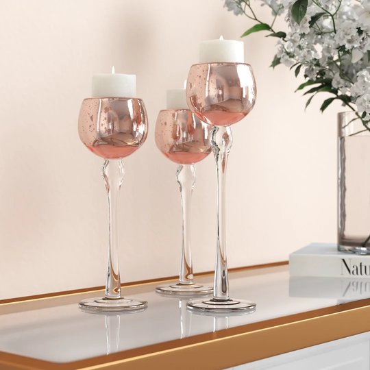 Minou 3 Piece Glass Hurricane Set