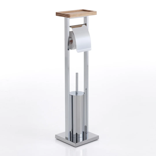 McLaglen Free Standing Toilet Roll Holder with Mobile Phone Storage Shelf