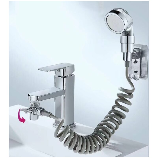 Shower Head Set for Sink, Bathroom Hand Shower, Telescopic Hose, Perfect for Washing Hair or Cleaning the Sink (Faucet not Included