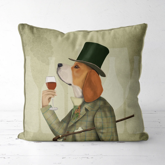 Axl Beagle Dog Wine Cotton Cushion Cover