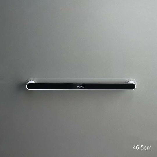 Self-adhesive towel rack Wall-mounted towel rack Bathroom Towel rack Shelf Roll holder Hook Hanging Holding Room Organizer (Long Black Section (46.5