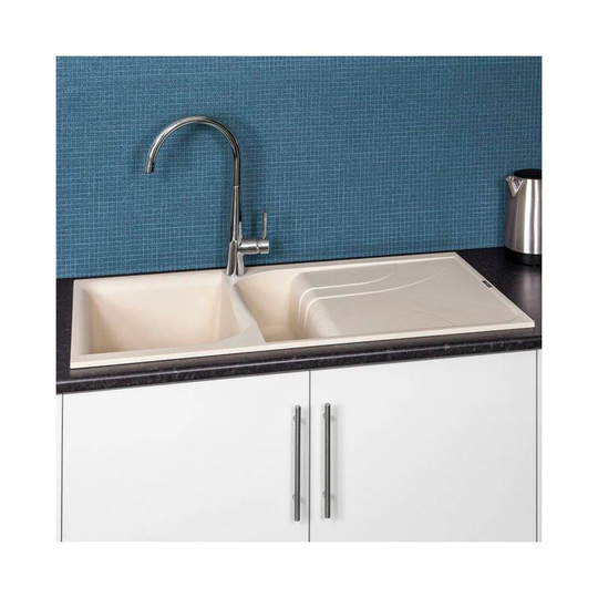 Reginox - Elleci EGO475 Kitchen Sink 1.5 Bowl Cream Granite Inset Reversible Waste - Beige