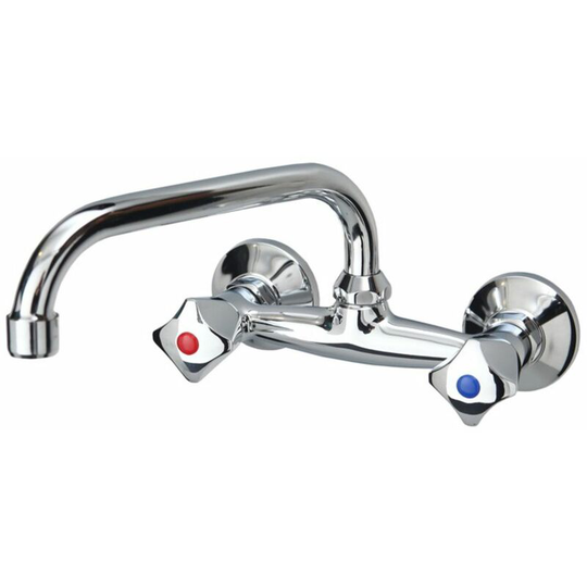 Basin 'c' Spout Chrome Mixer Tap Sink Faucet Classic Two Handle Design