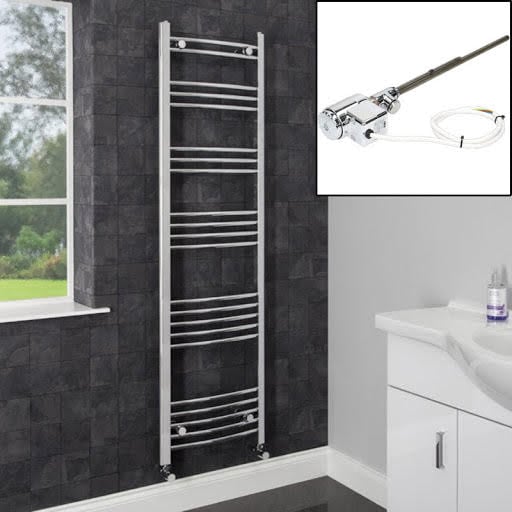 DuraTherm Dual Fuel Curved Heated Towel Rail 1600 x 450mm Thermostatic