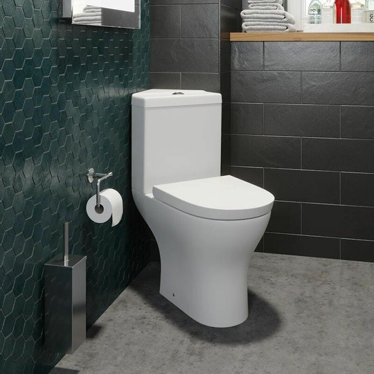 Affine - Bathroom Corner Toilet Close Coupled Space Saving Soft Close Seat - White