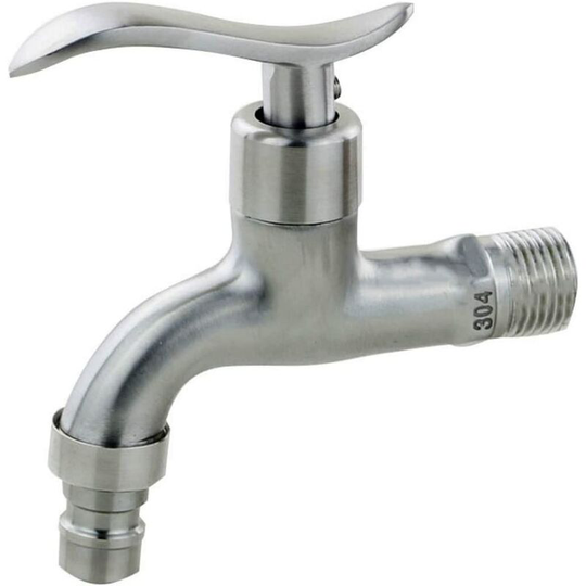 Single Lever Stainless Steel Wall Faucet for Washing Machine, Garden